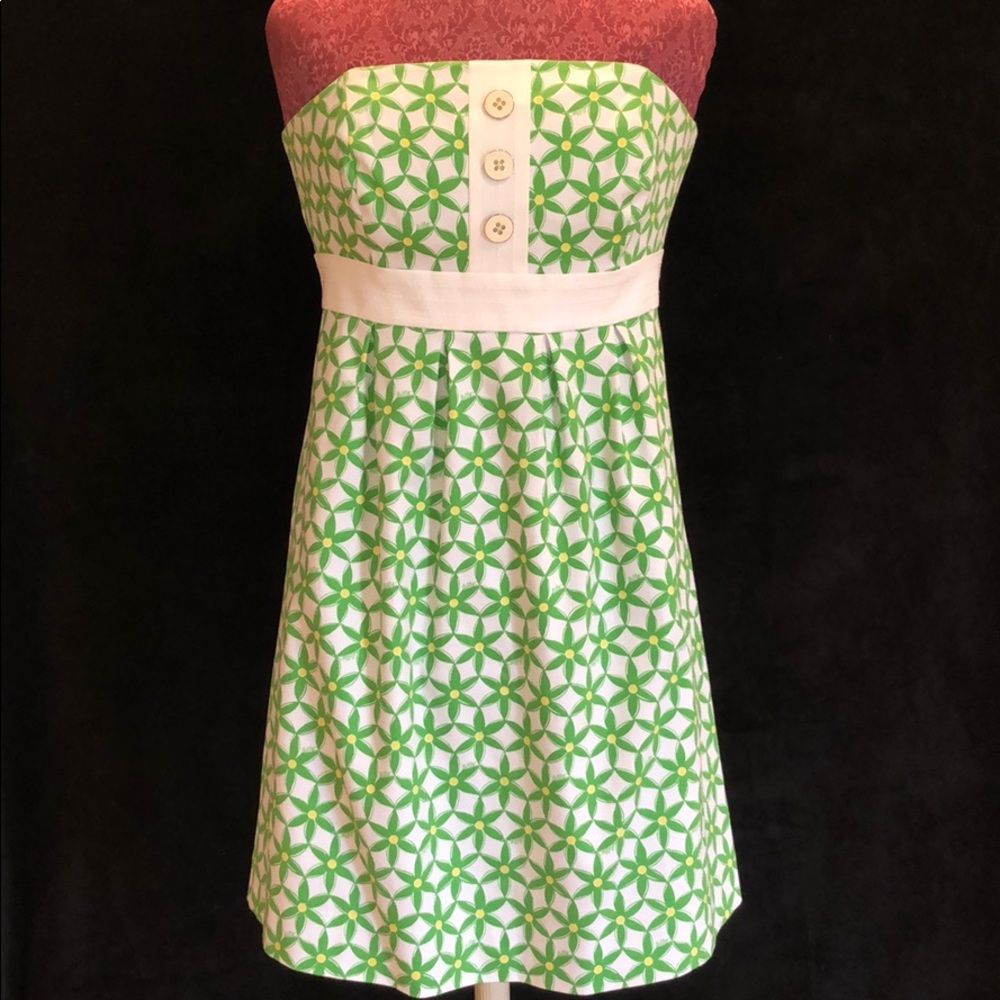 Lilly Pulitzer Sundress, Strapless, Green/White